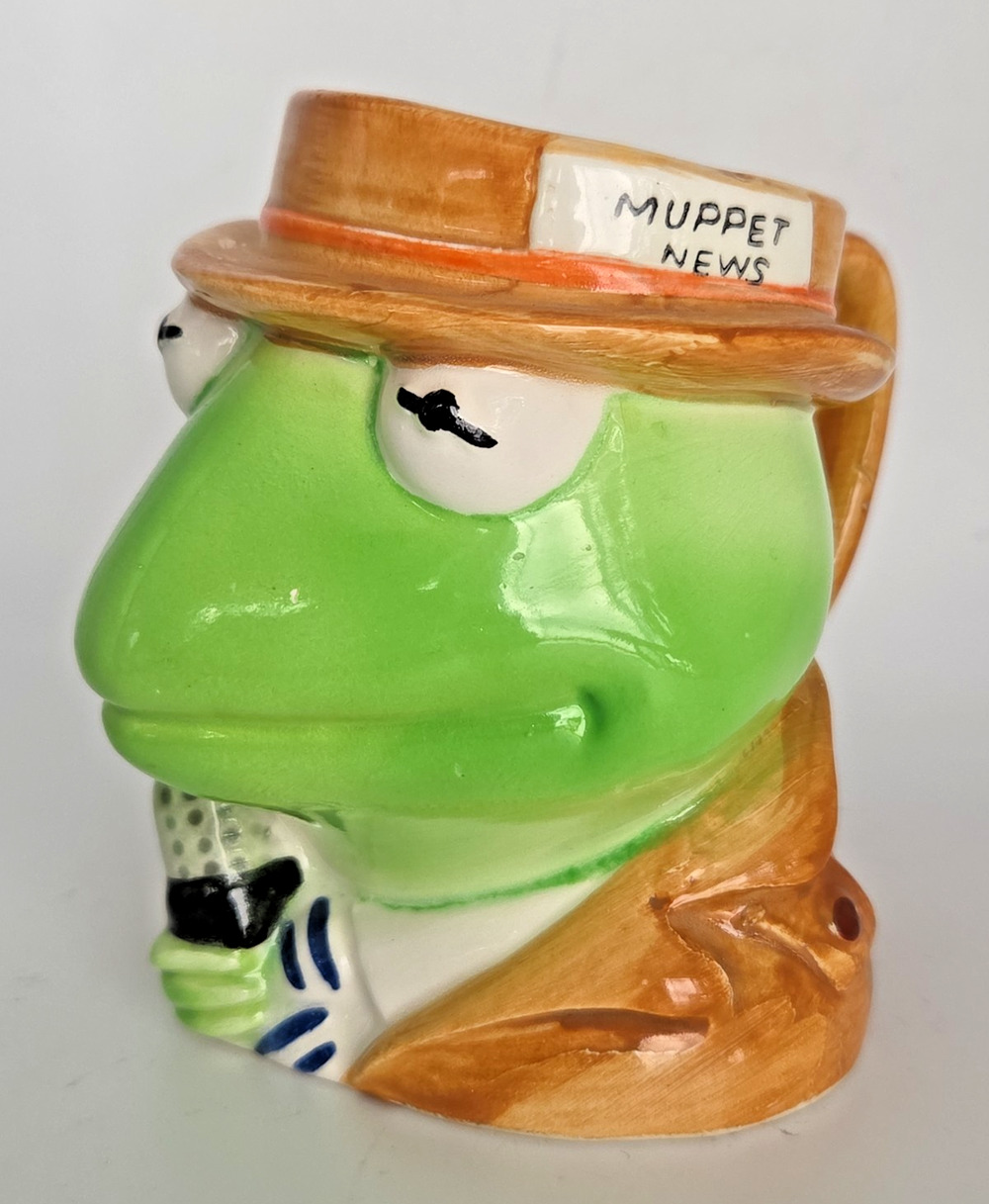 Vintage Kermit Frog Muppet News Reporter Mug Sigma Henson Assoc 1979-80s